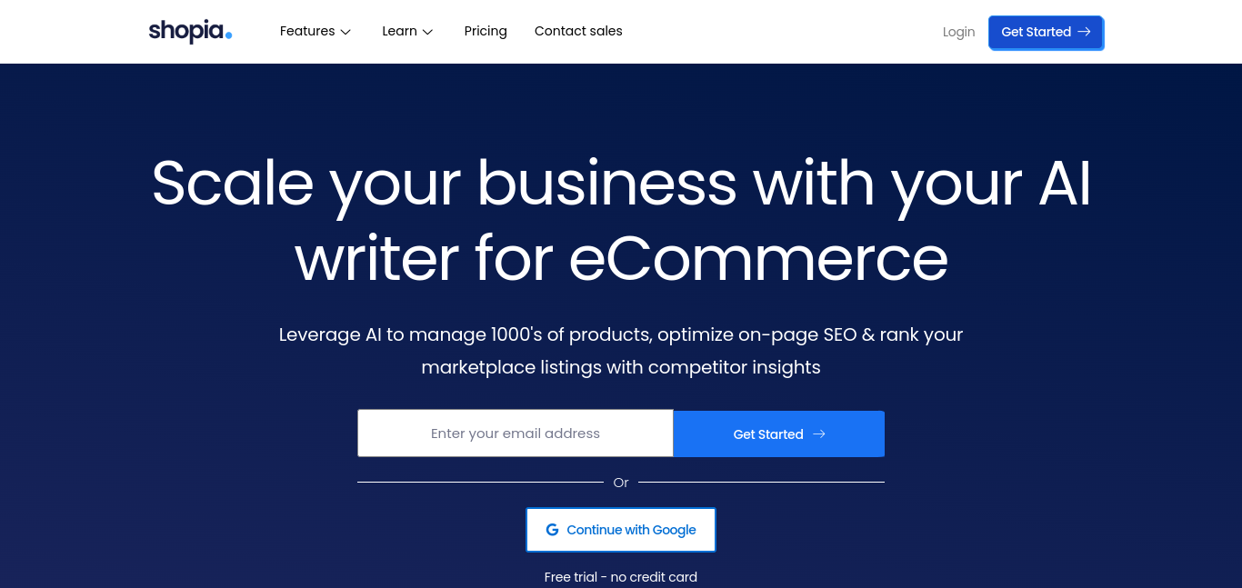 AI Writer for eCommerce - Shopia