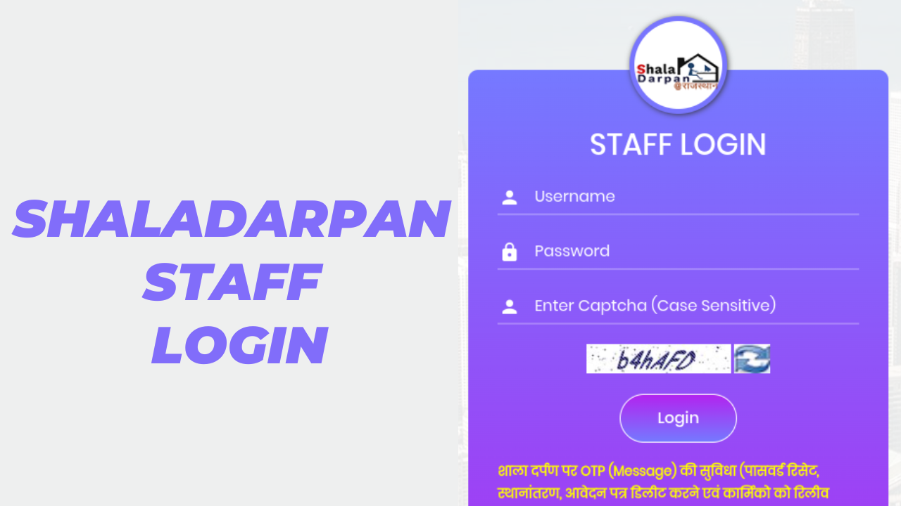shaladarpan staff login: An educational site for Rajasthan Citizens